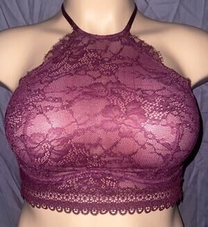 34D PLUM SHEER LACE VICTORIA'S SECRET CAMI BRA